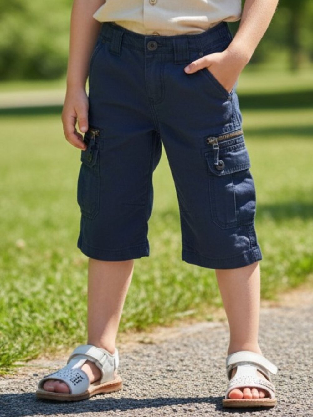 BUFFALO DAVID BITTON Black Long Cargo Board Shorts Boys 3T Selvege Minimalist